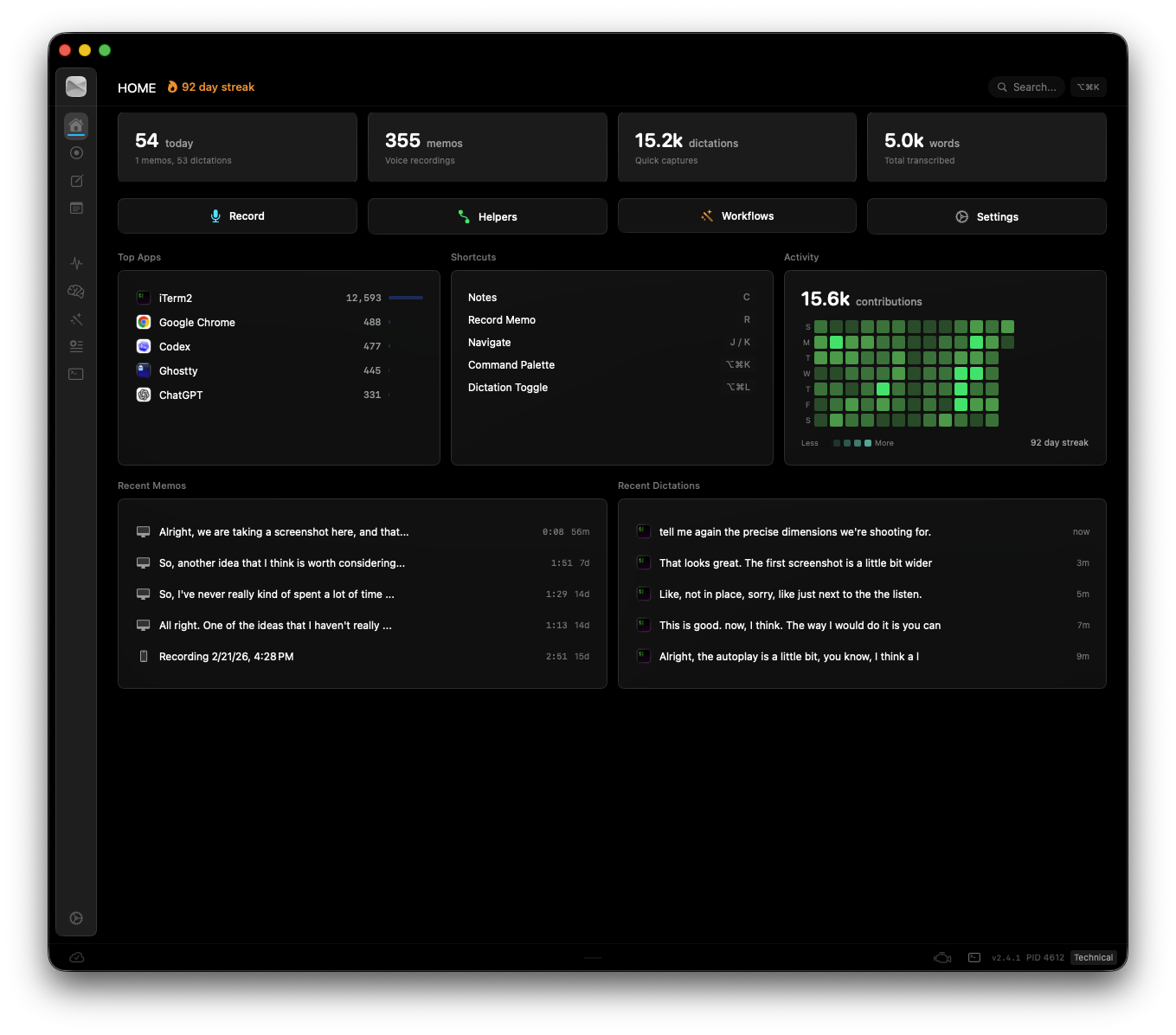 Talkie for Mac home view